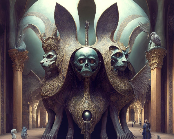 Surreal Architectural Structure with Intricate Faces