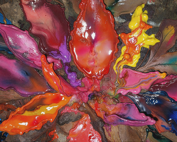 Macro Shot of Melted Wax Flower with Serene Face