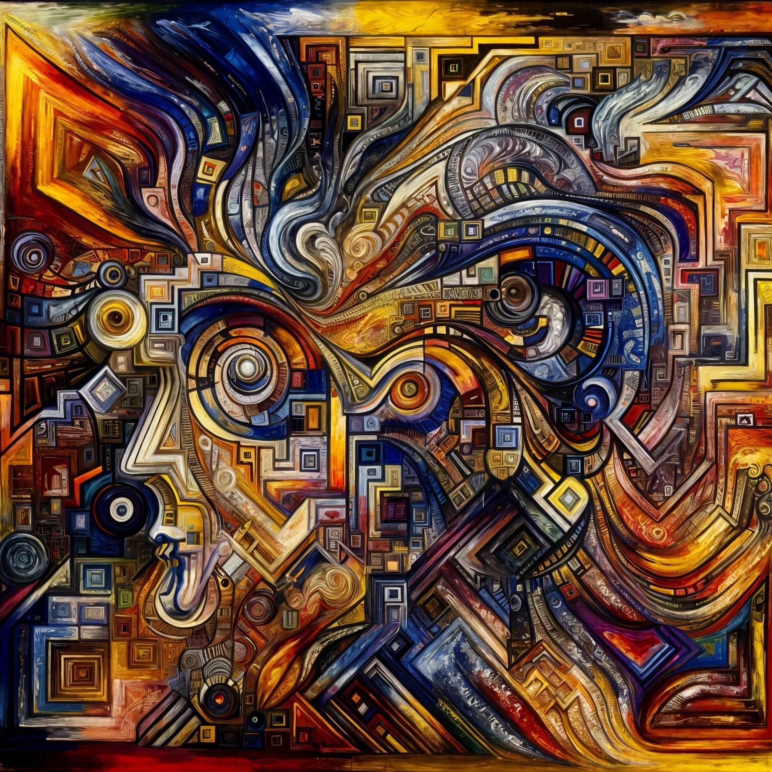 Abstract Composition with Vibrant Colors and Patterns