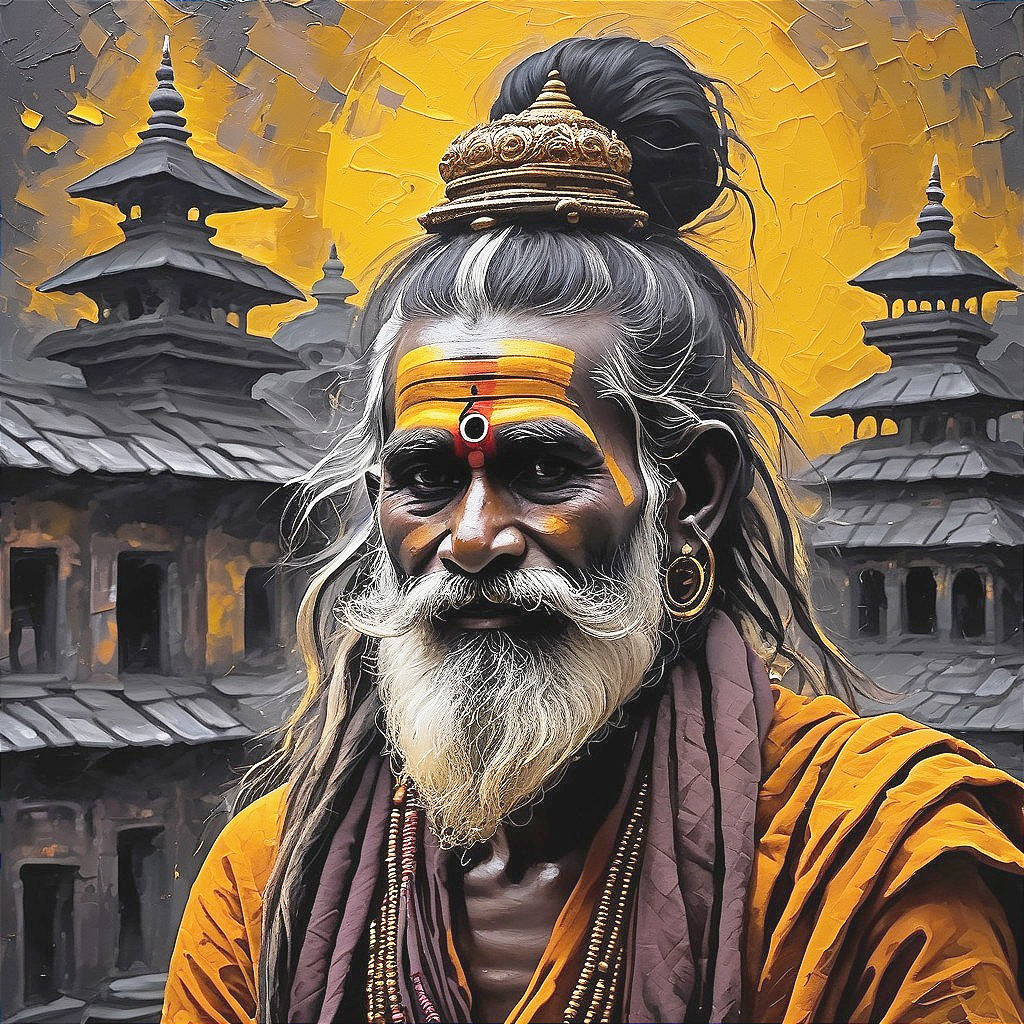 Elderly Man in Traditional Attire Against Ancient Architecture