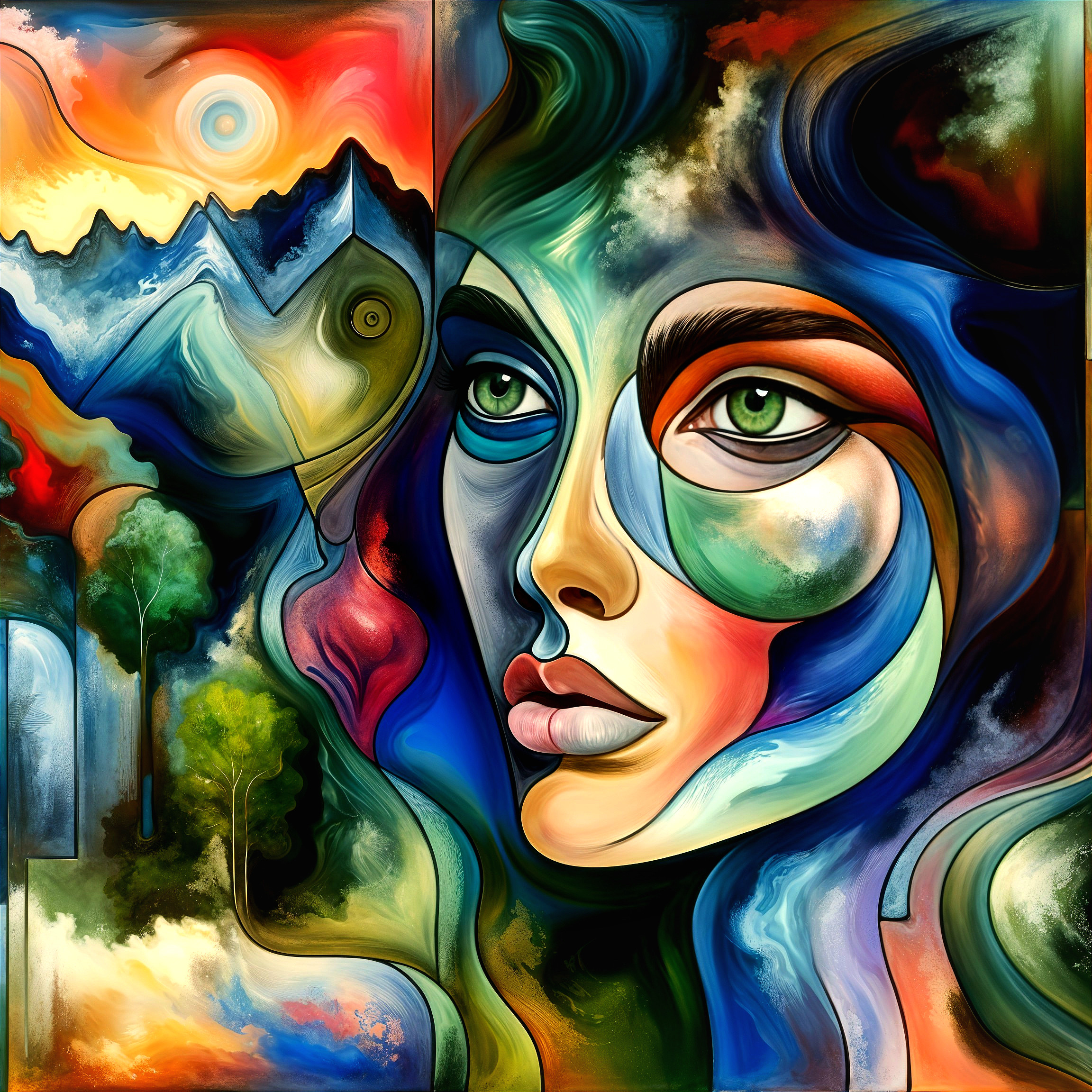 Abstract Portrait of a Woman with Vibrant Colors