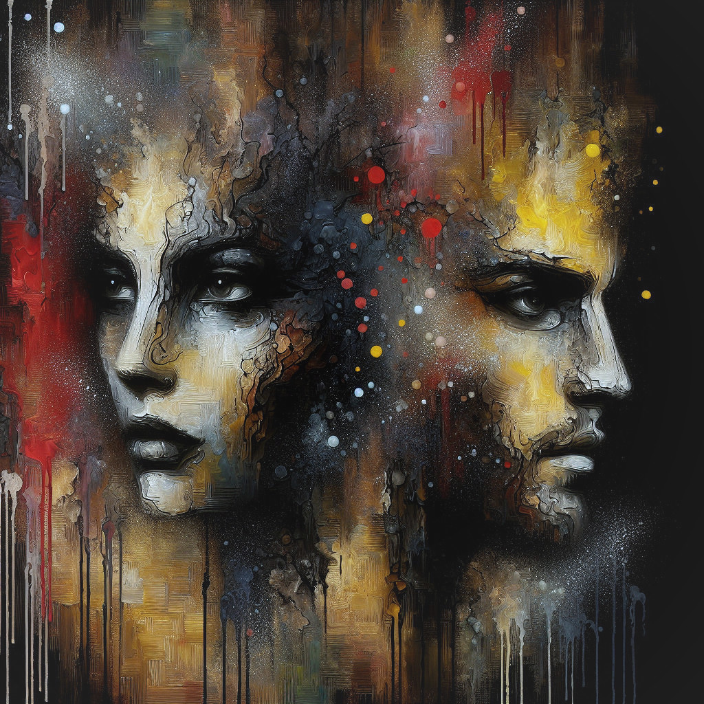 Stylized Faces with Vibrant Background and Duality