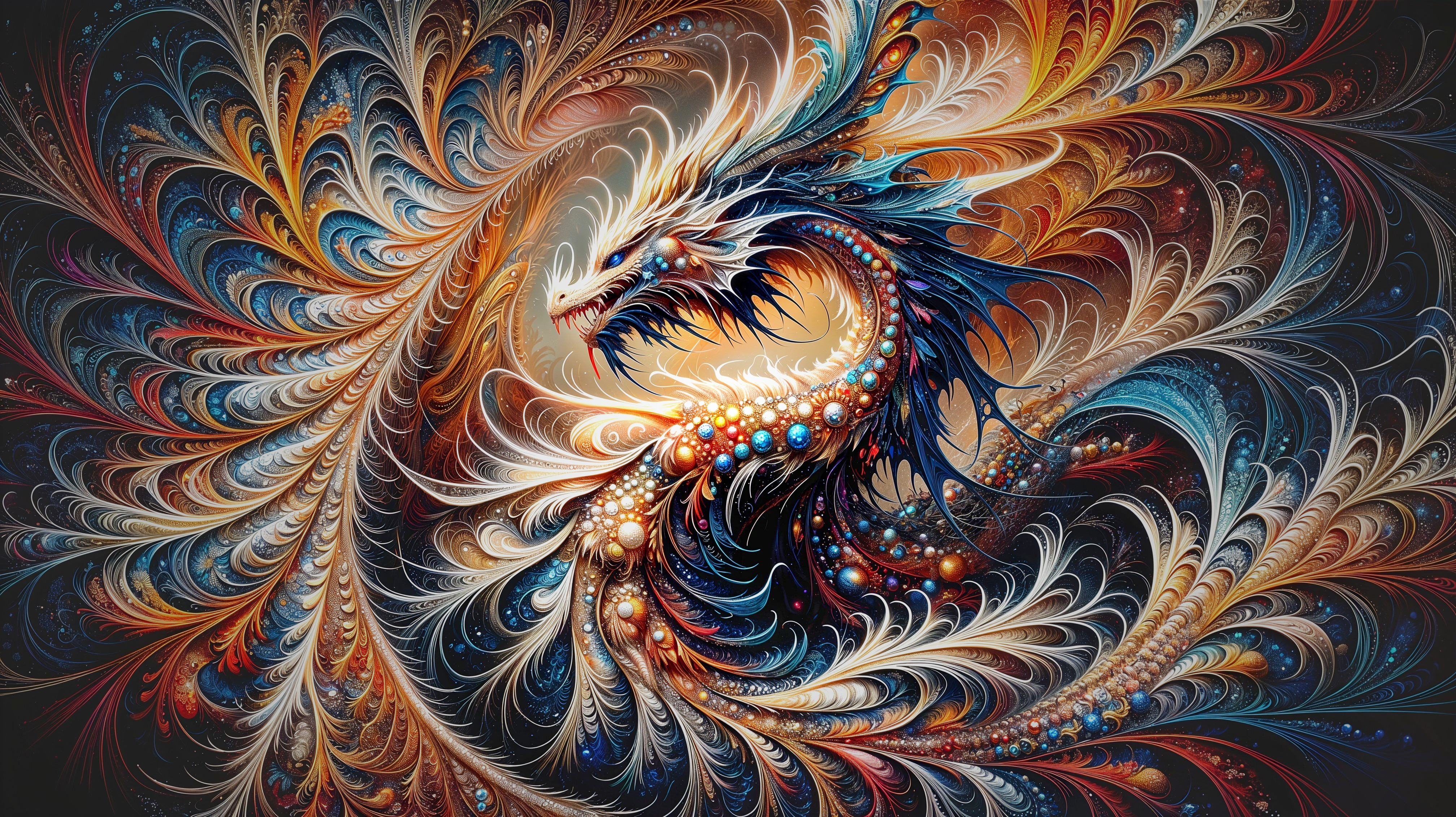 Vibrant Dragon Design with Intricate Patterns and Colors