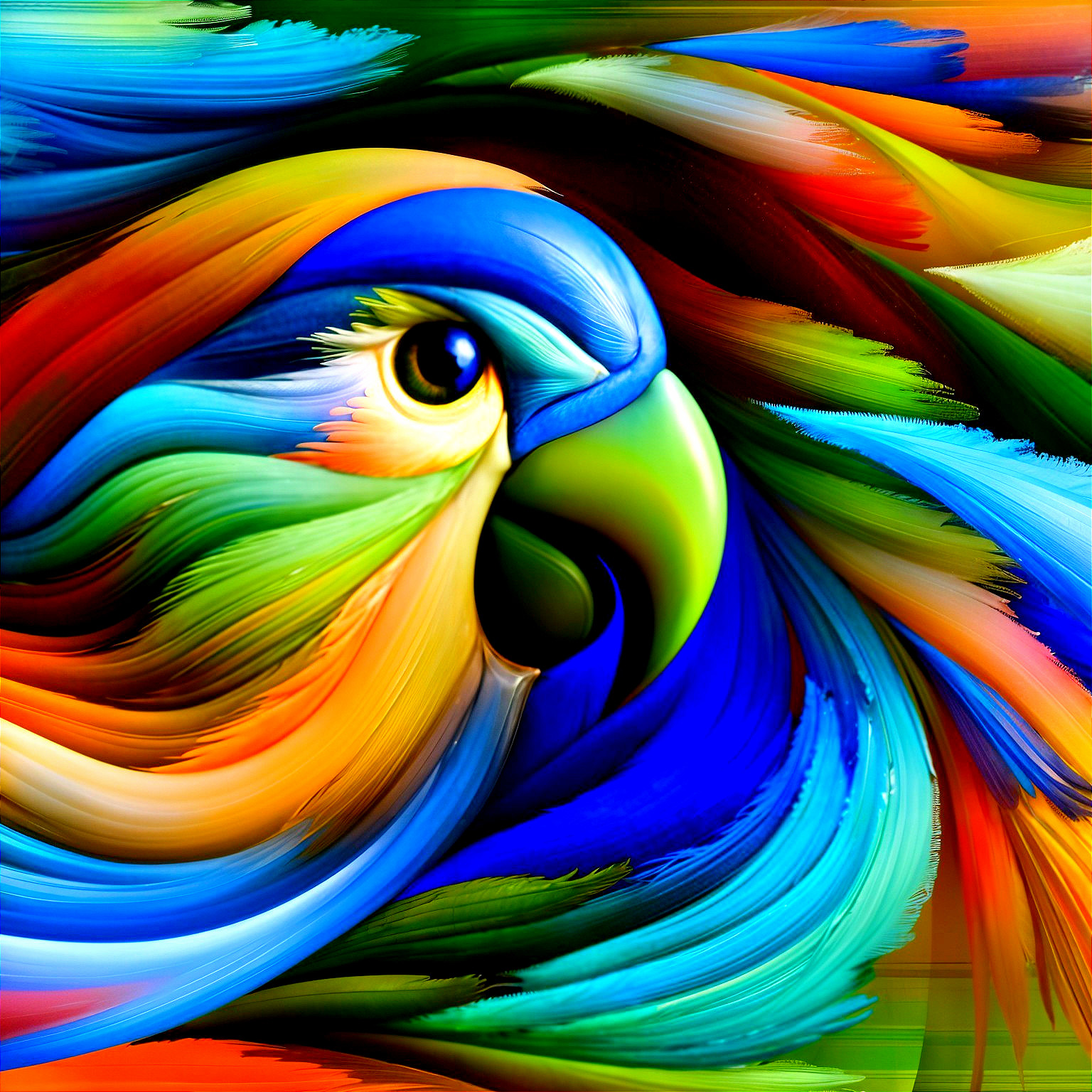 Vibrant Abstract Parrot Head with Colorful Swirls