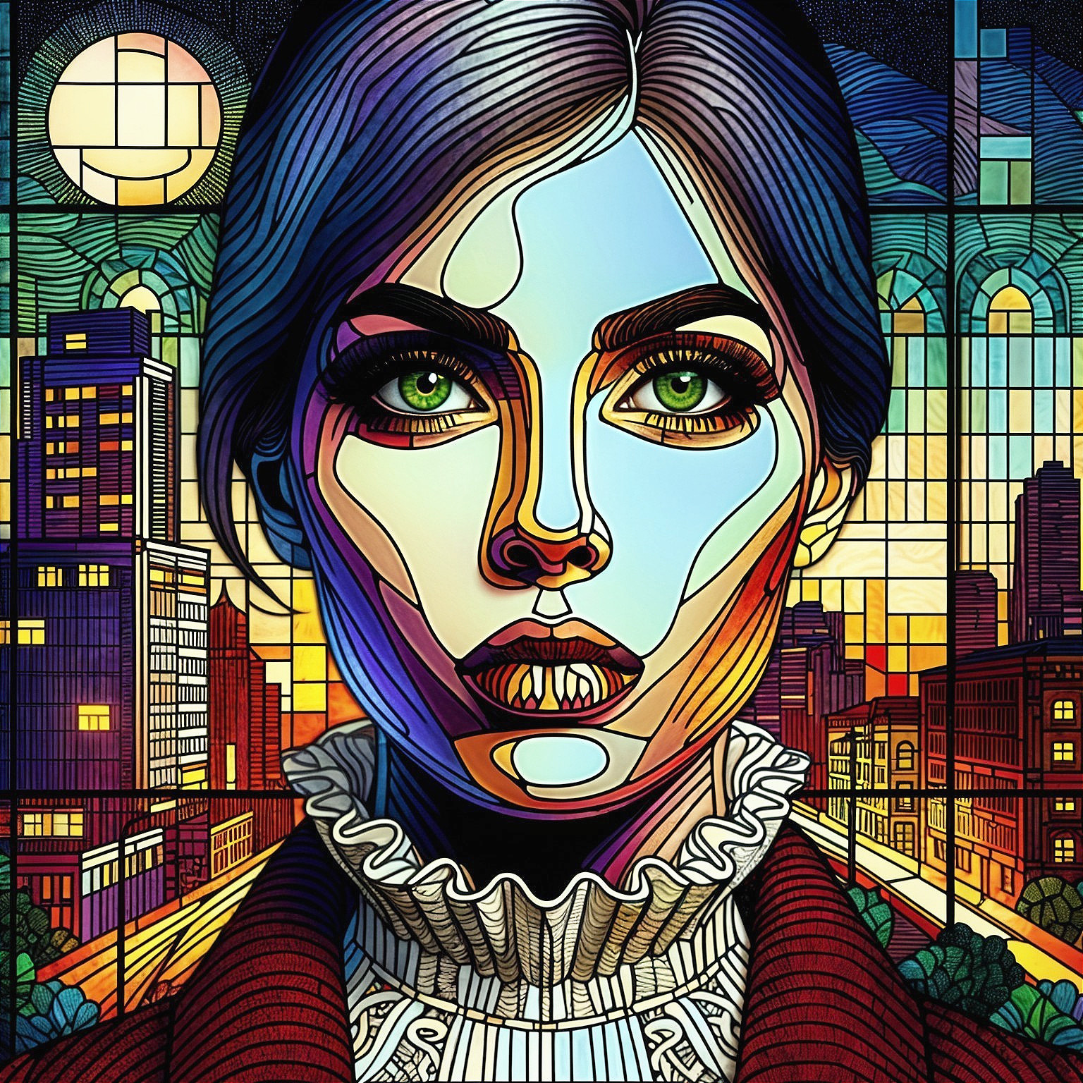 Stylized portrait of a woman with vibrant colors