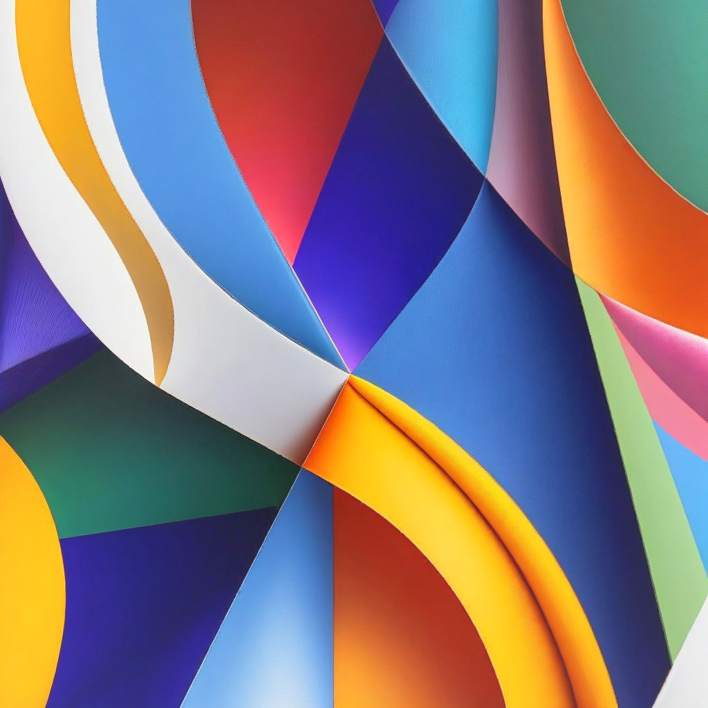 Abstract Composition of Colorful Shapes and Curves