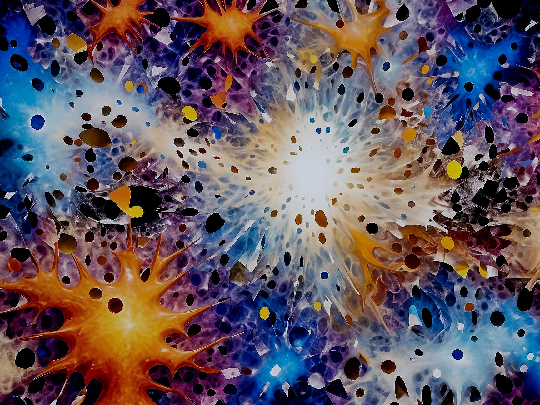 Vibrant Abstract Cosmic Design with Swirling Patterns