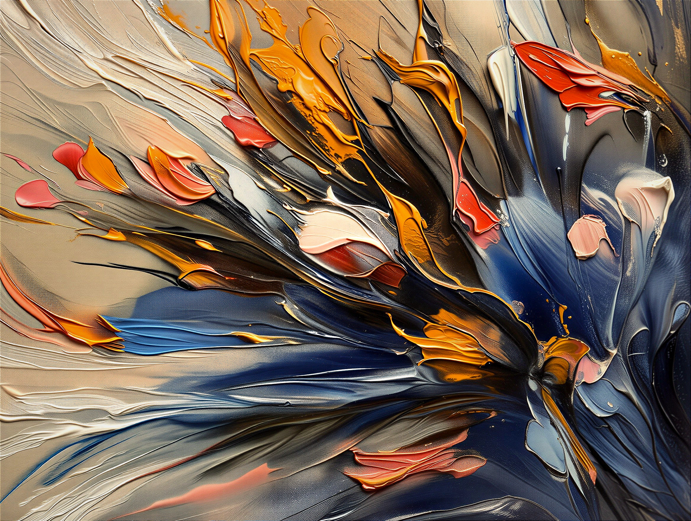 Abstract Artwork with Swirls and Vibrant Colors