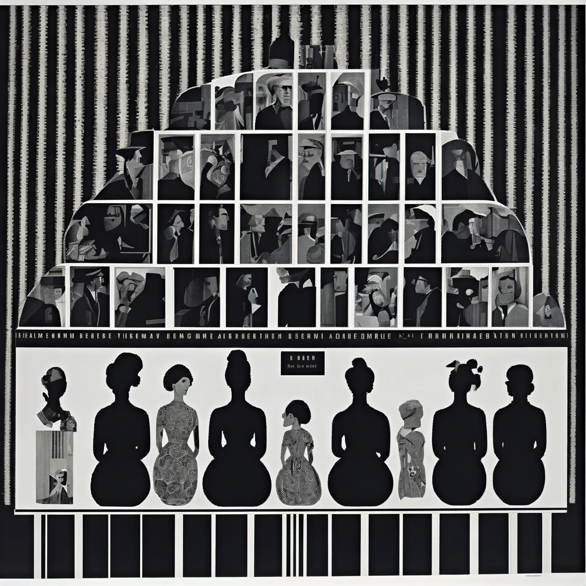 Monochrome Collage of Silhouettes and Portraits
