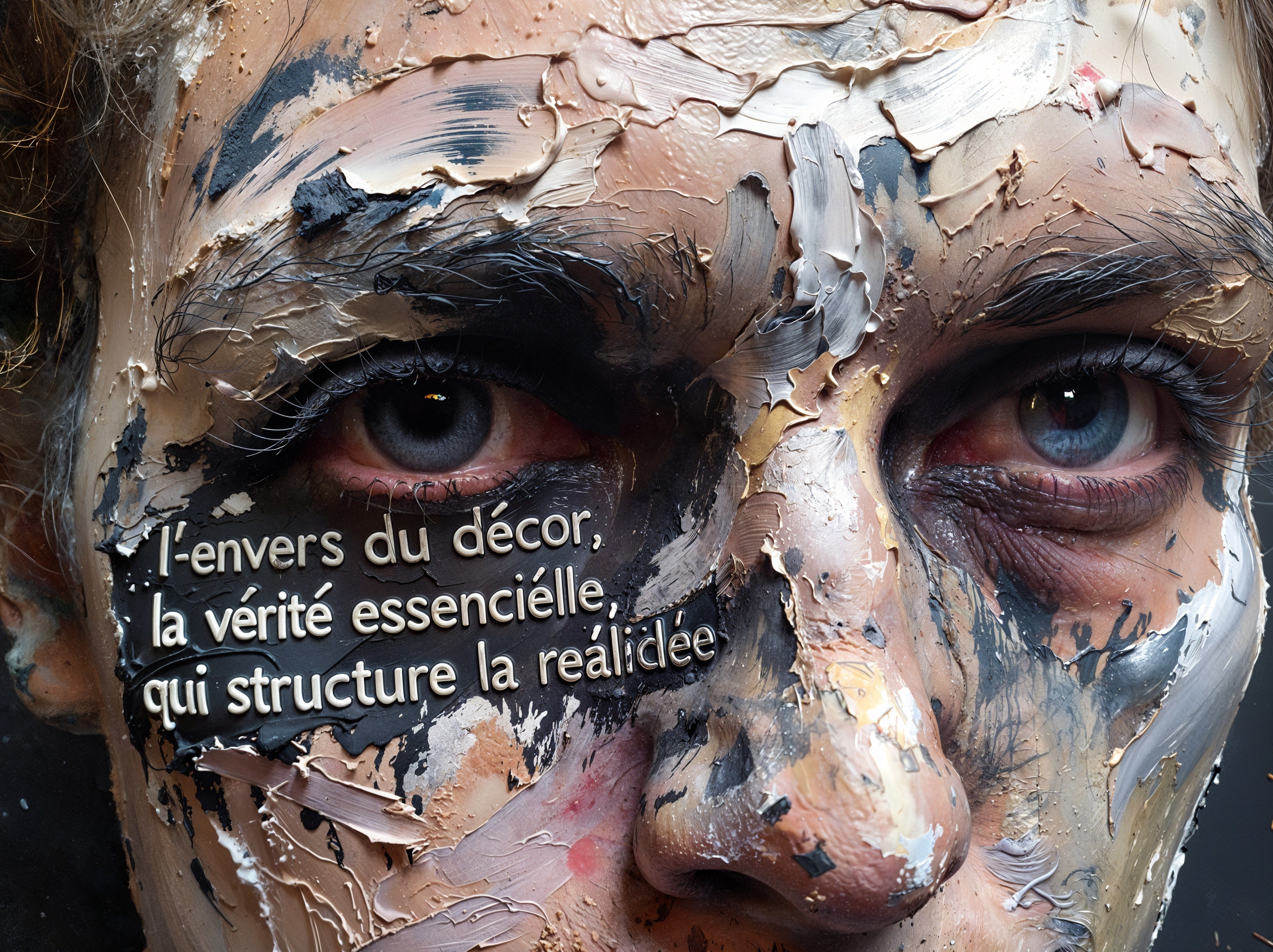 Extreme Close-Up of Textured Masculine Face Painting