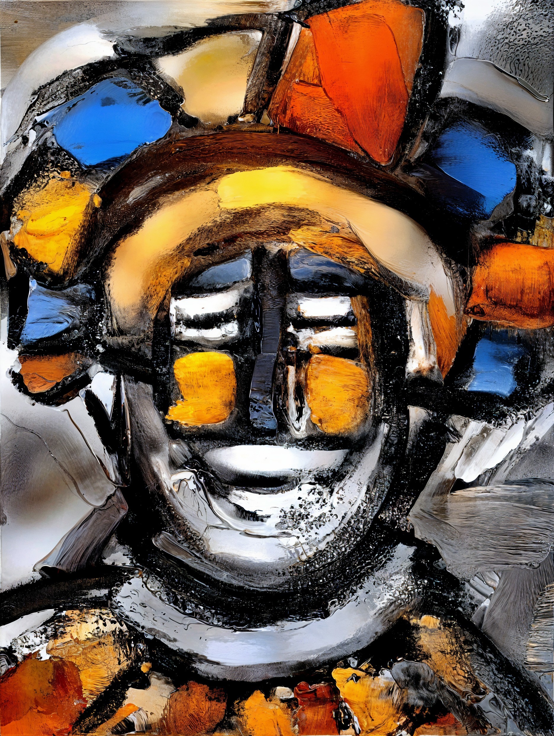 Abstract Figure with Bold Colors and Geometric Shapes