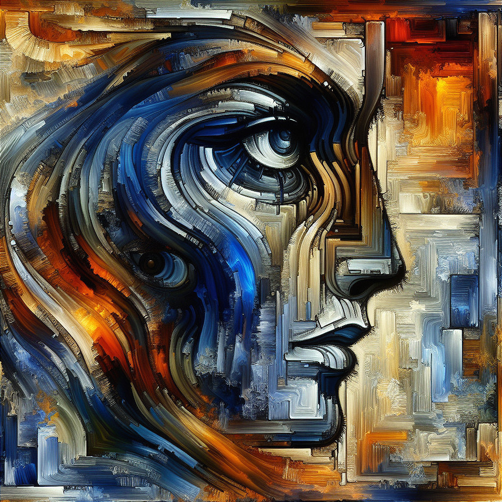 Abstract Human Face in Profile with Colorful Brushstrokes