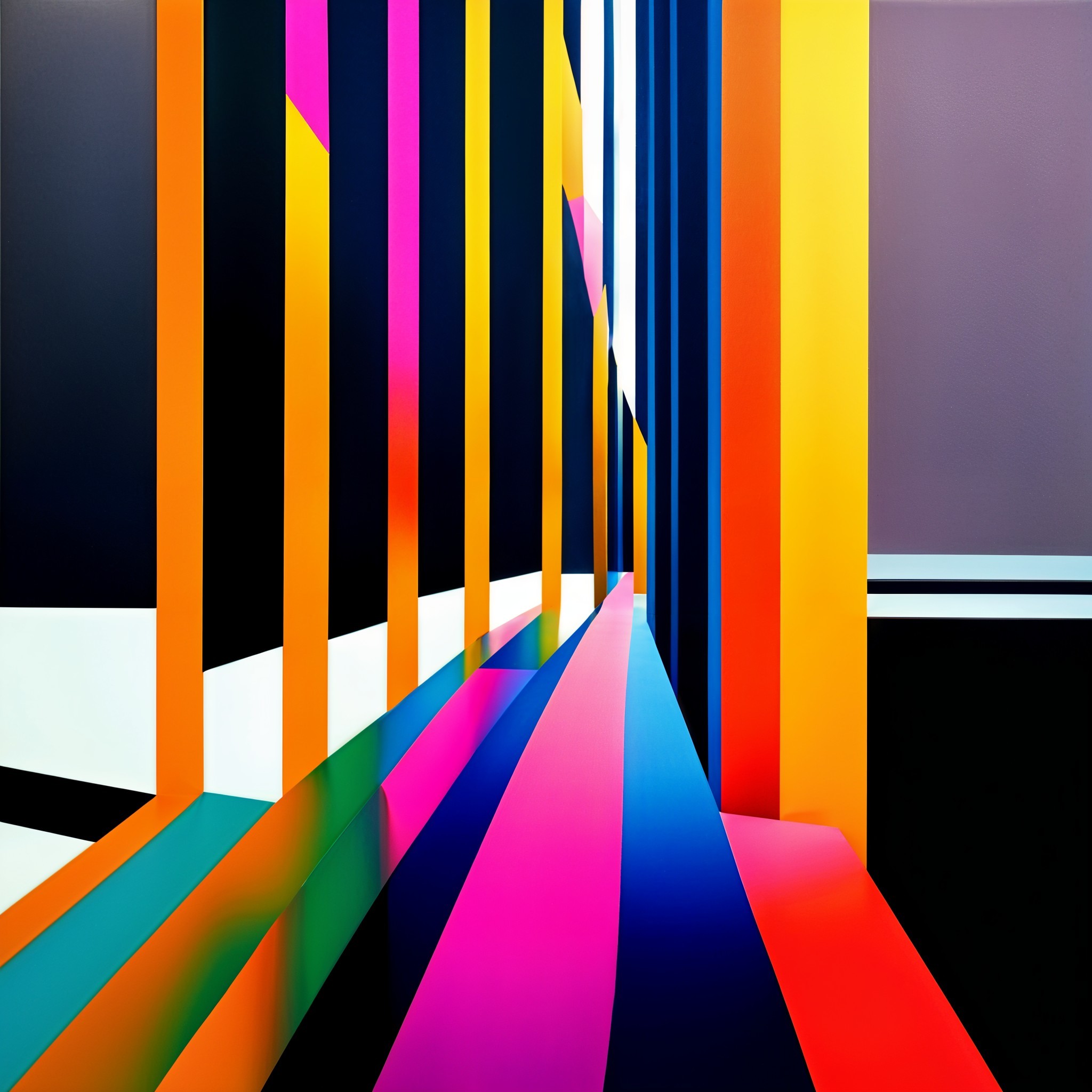 Vivid Geometric Composition with Vibrant Stripes