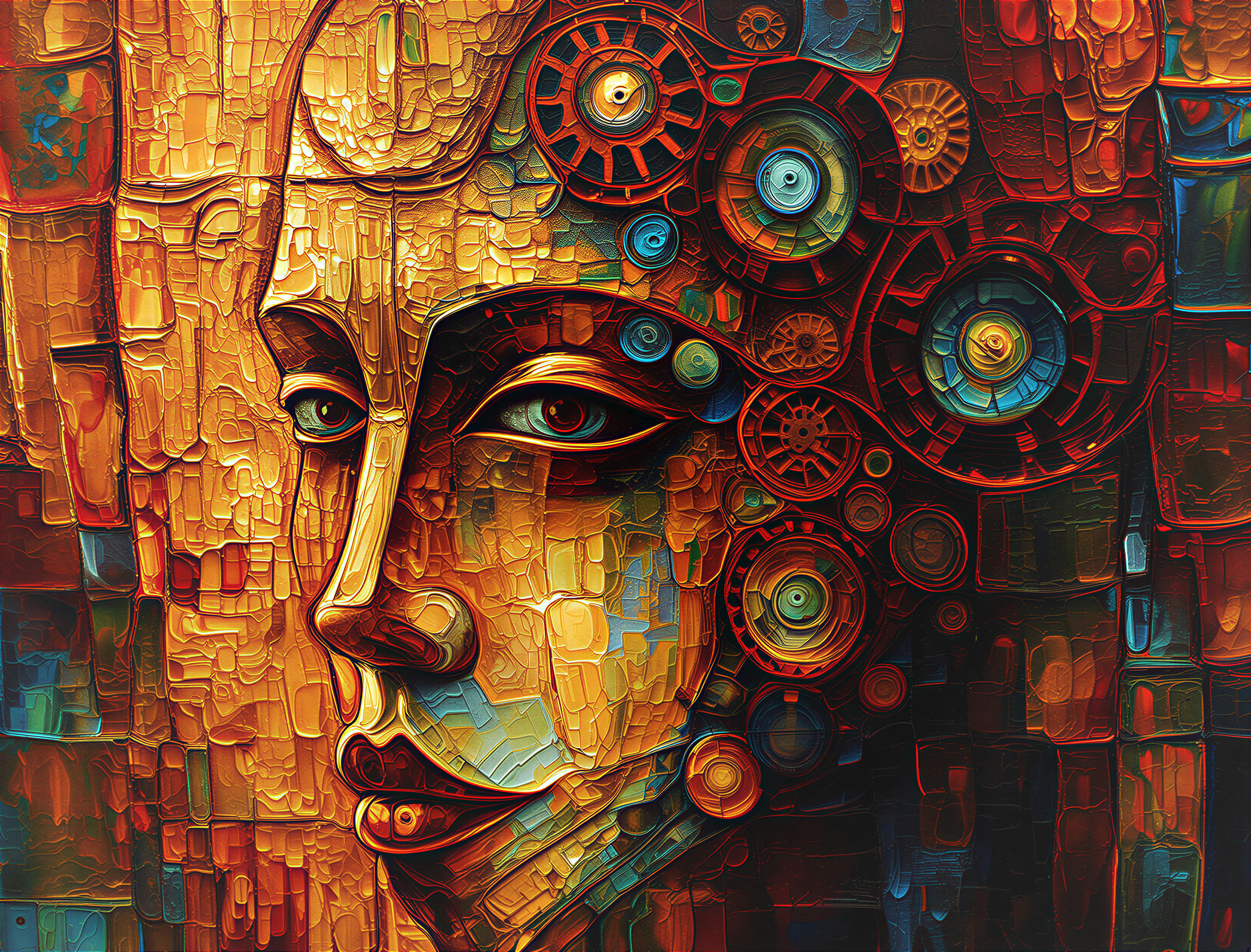 Vibrant Portrait Blending Humanity and Technology