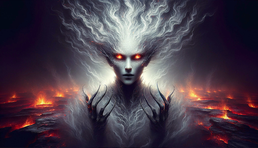 Mystifying Figure in Dark Ethereal Landscape