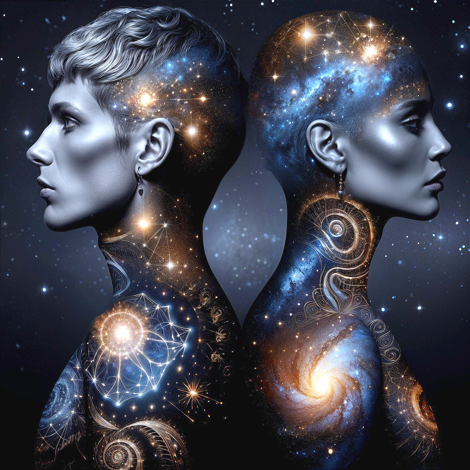 Abstract Figures with Cosmic Patterns and Unity Themes