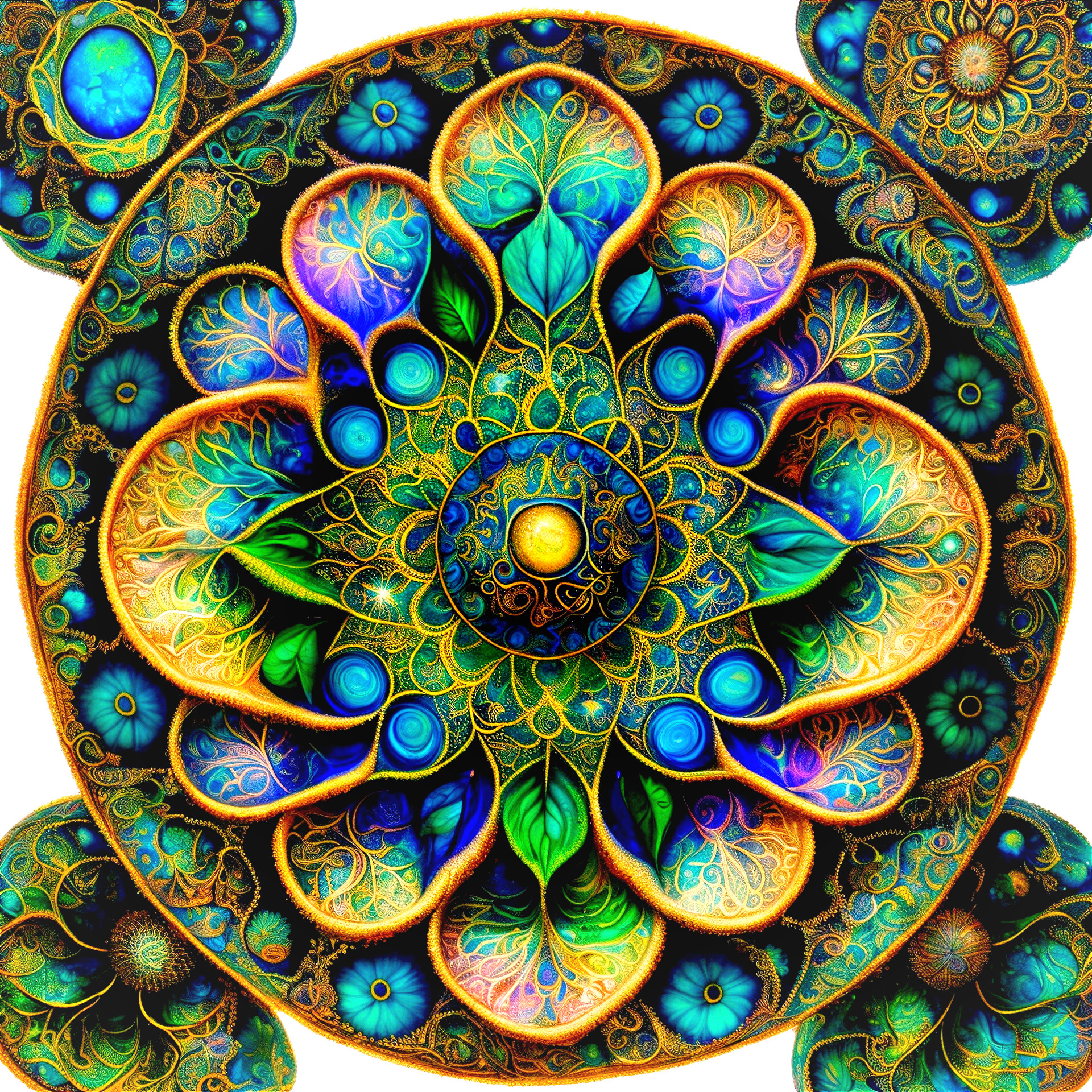 Vibrant Mandala with Intricate Floral Patterns