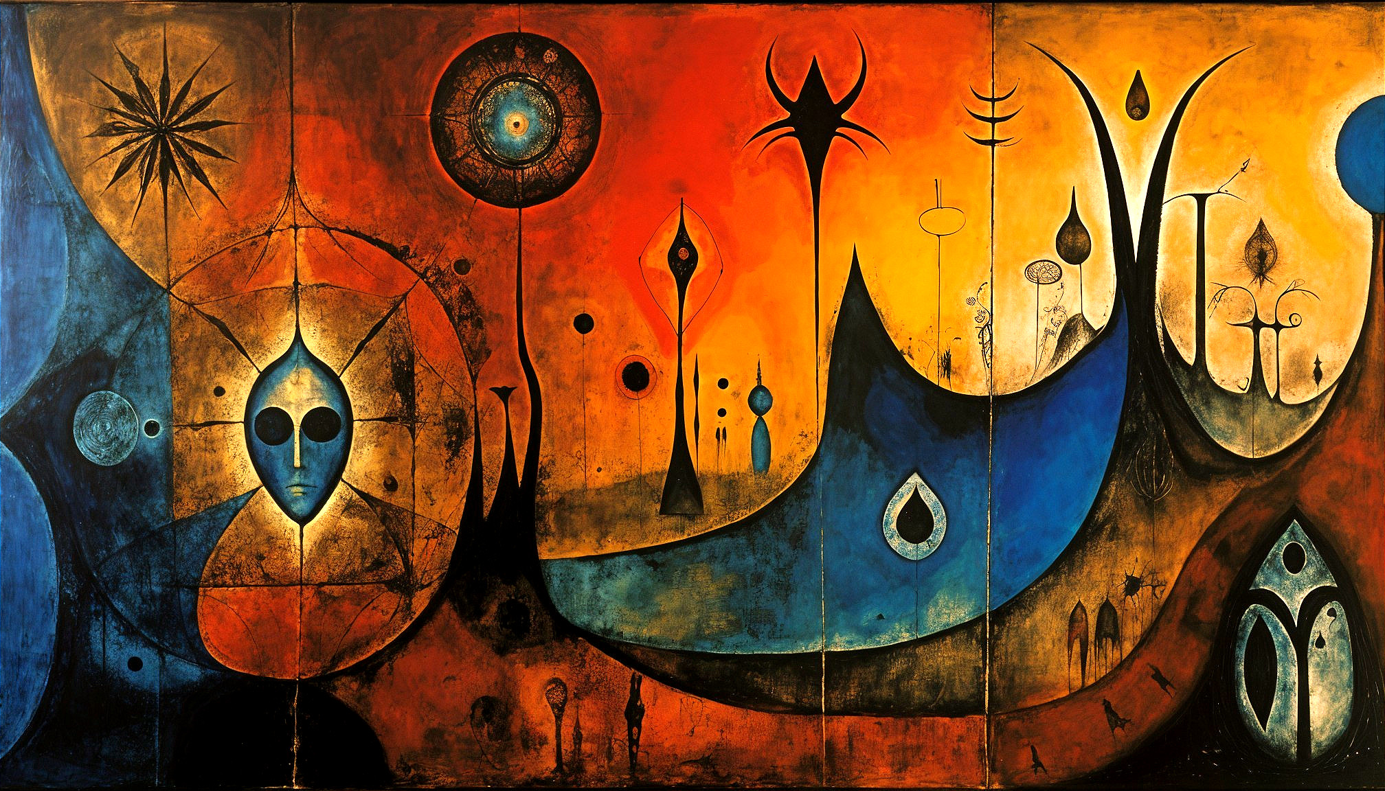Surreal Landscape with Abstract Shapes and Colors