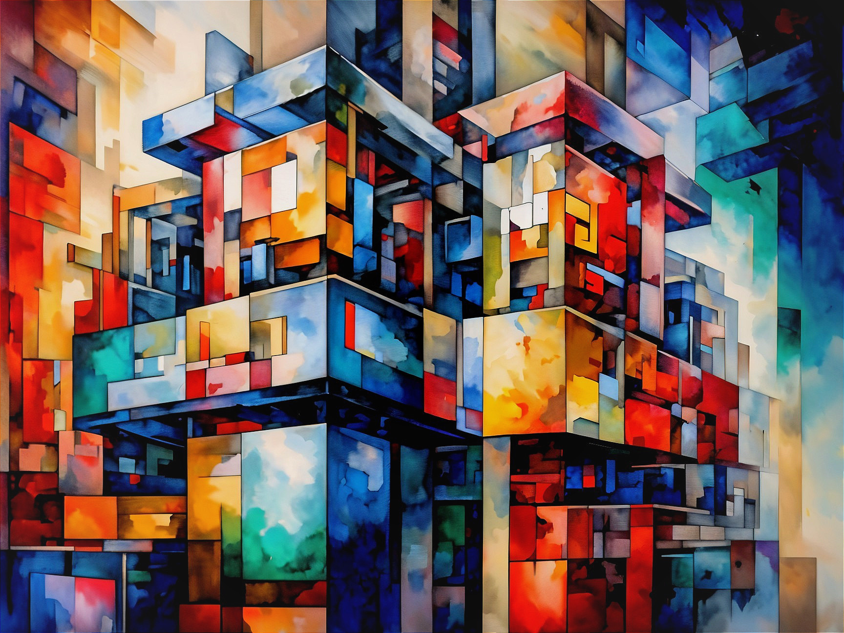 Vibrant Abstract Composition of Geometric Shapes