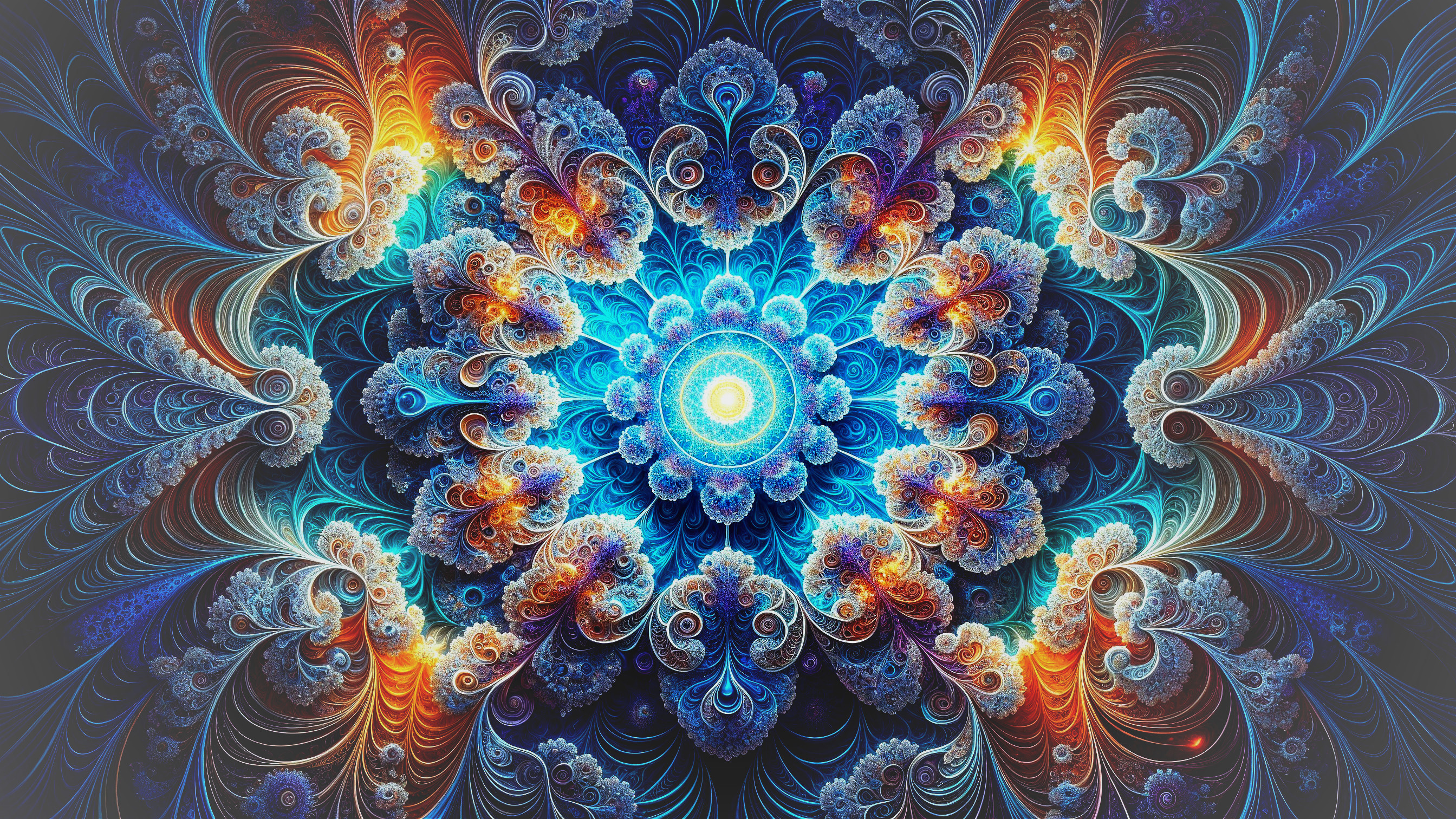 Vibrant Fractal Pattern with Colorful Swirls and Depth