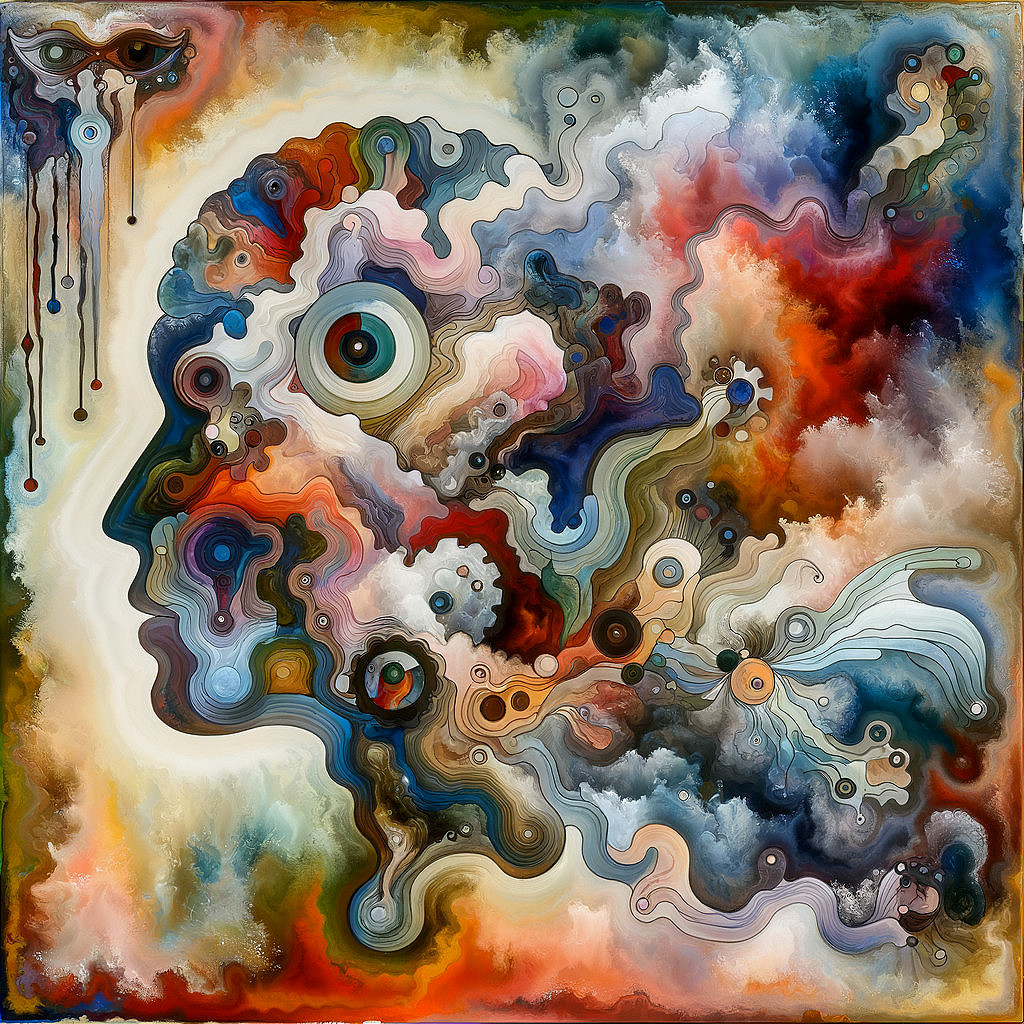 Abstract Artwork with Fluid Shapes and Vivid Colors