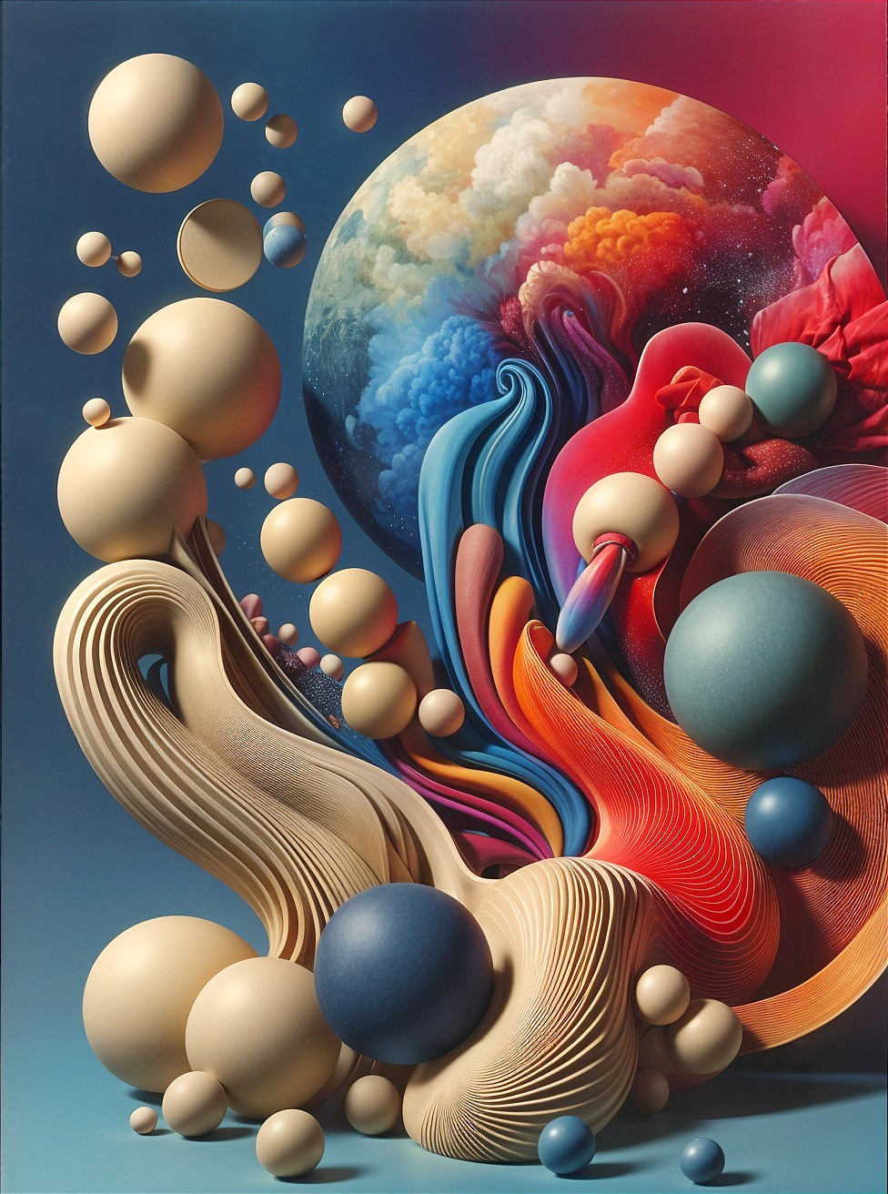 Abstract Composition of Swirling Forms and Colors