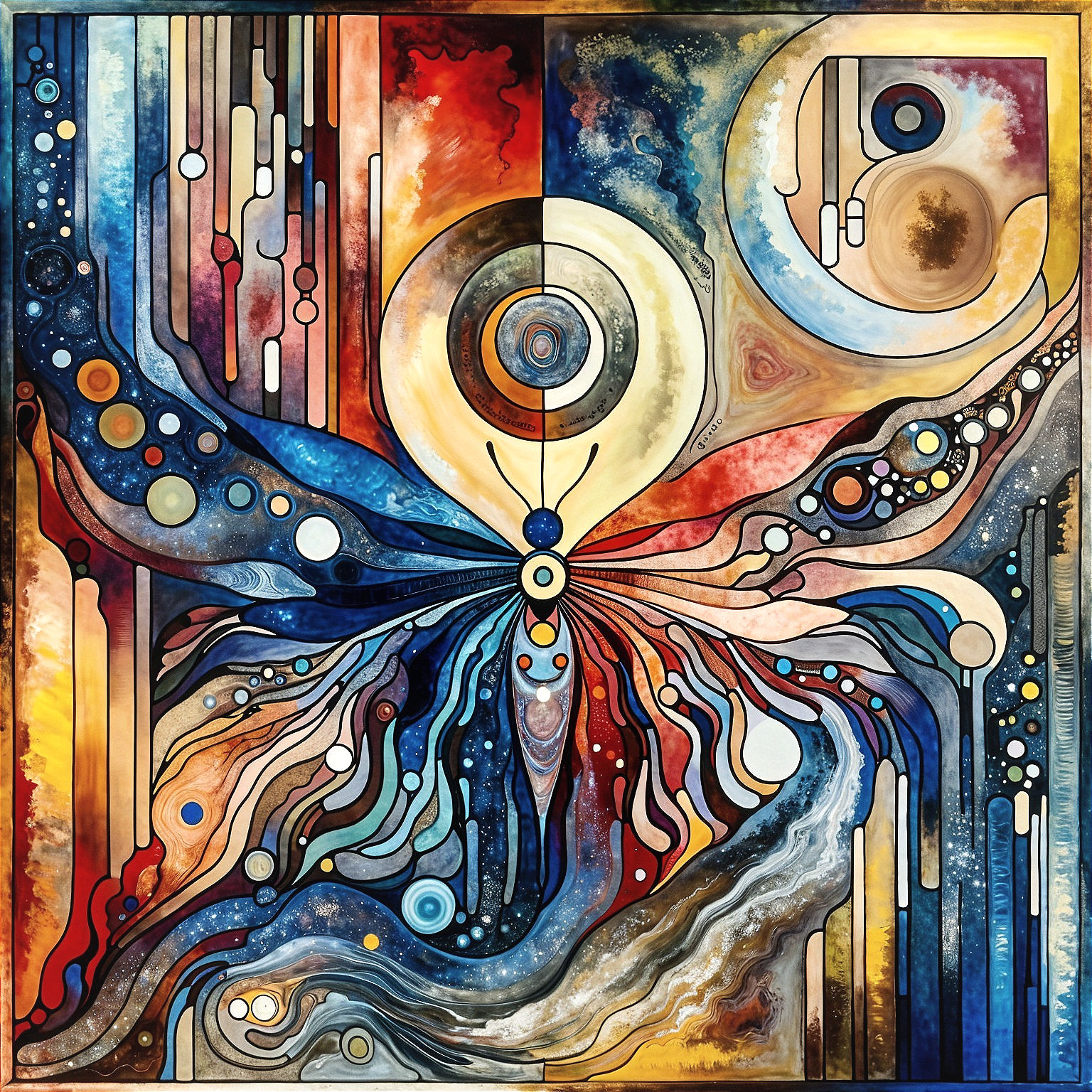 Vibrant Butterfly Surrounded by Abstract Cosmic Colors