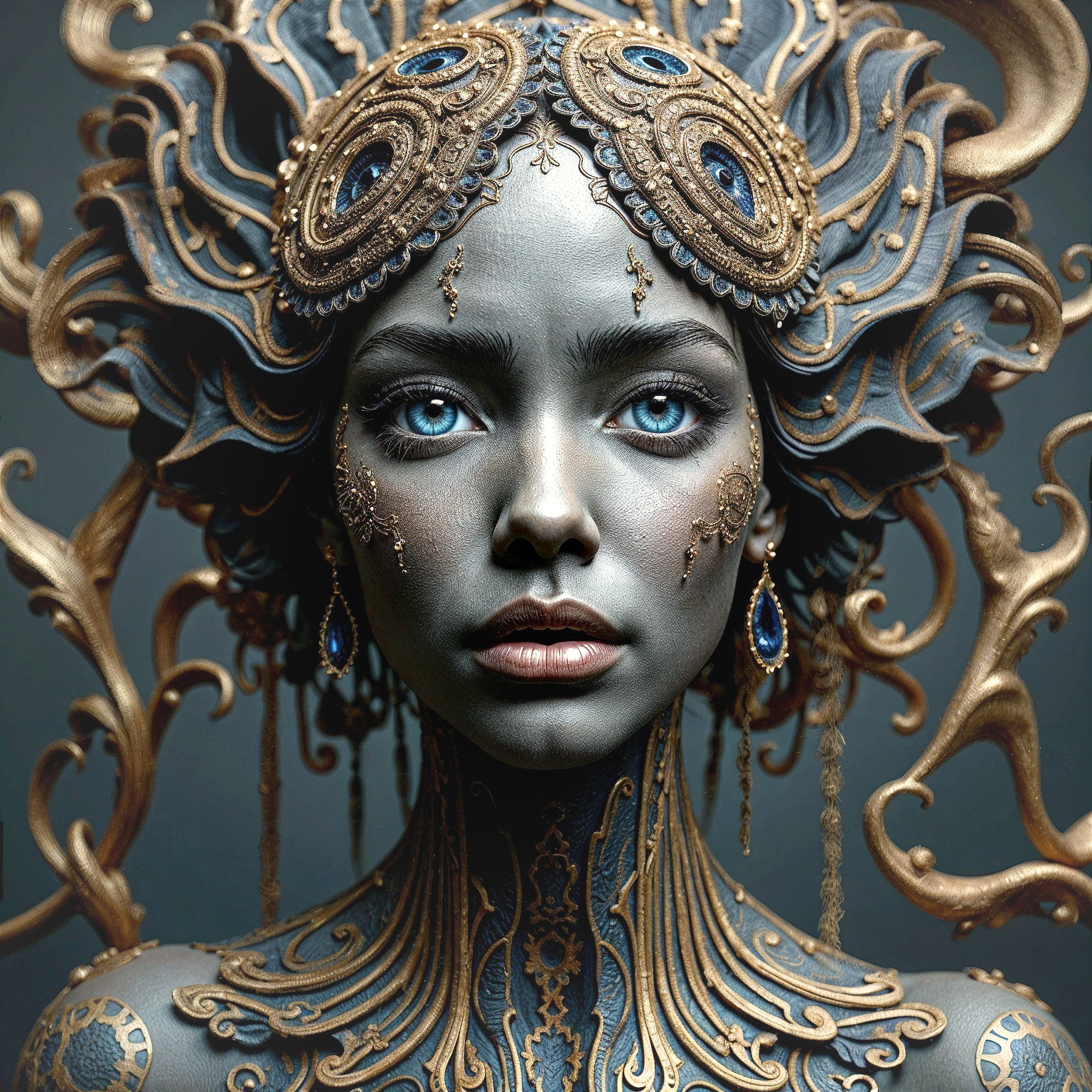 Intricate Body Art and Elaborate Hair Design
