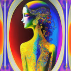 Stylized Silhouette of Woman with Vibrant Colors
