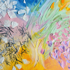 Vibrant Artwork with Dynamic Colors and Textured Forms