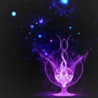 Glowing Purple Floral Design in a Chalice with Stars