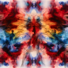 Vibrant Abstract Artwork with Silhouetted Figures