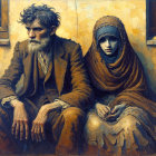 Seated Couple in Formal and Traditional Attire