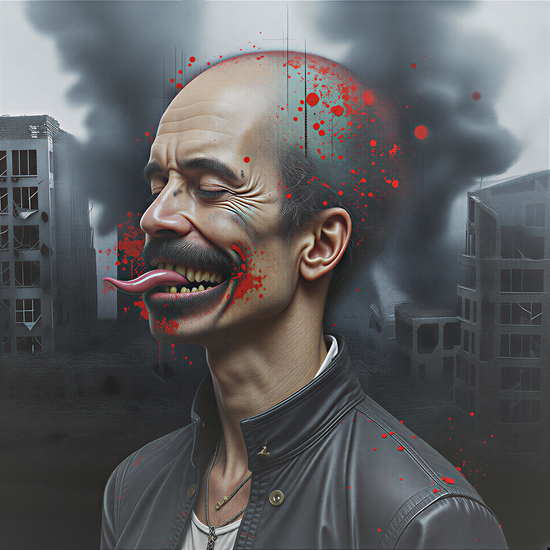 Surreal Grotesque Figure in Dystopian Landscape