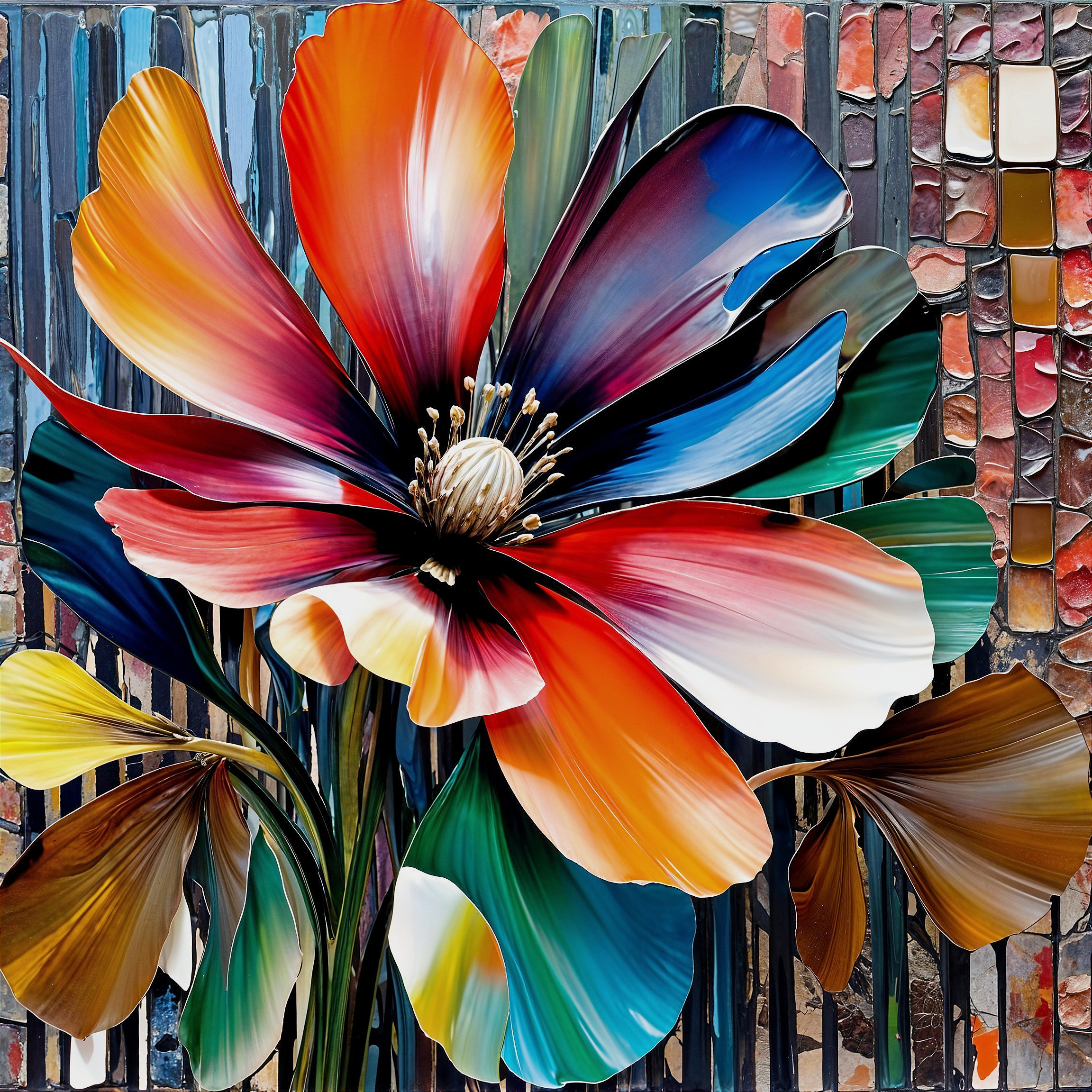 Vibrant Oversized Flower with Colorful Background Design