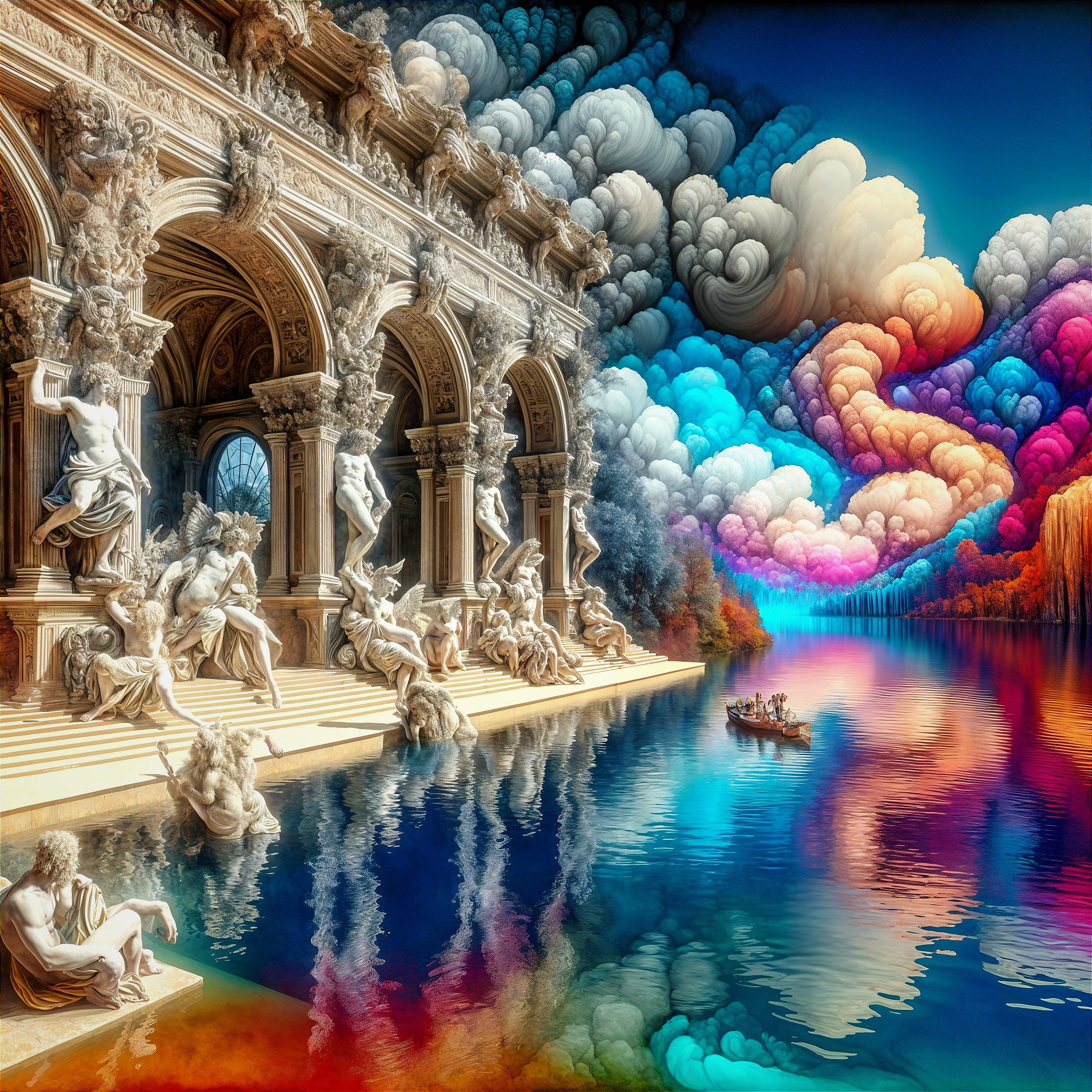Classical Architecture with Natural Elements and Serenity