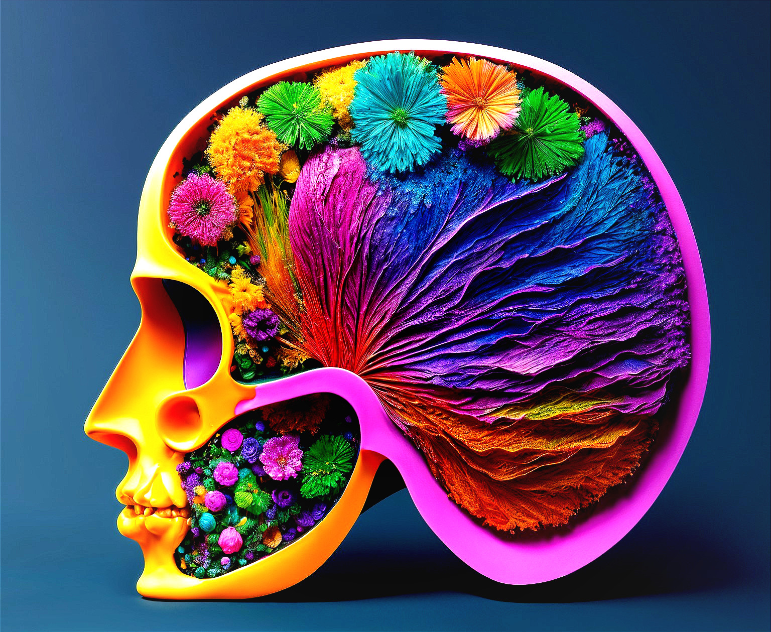 Colorful Floral Skull Art with Intricate Patterns