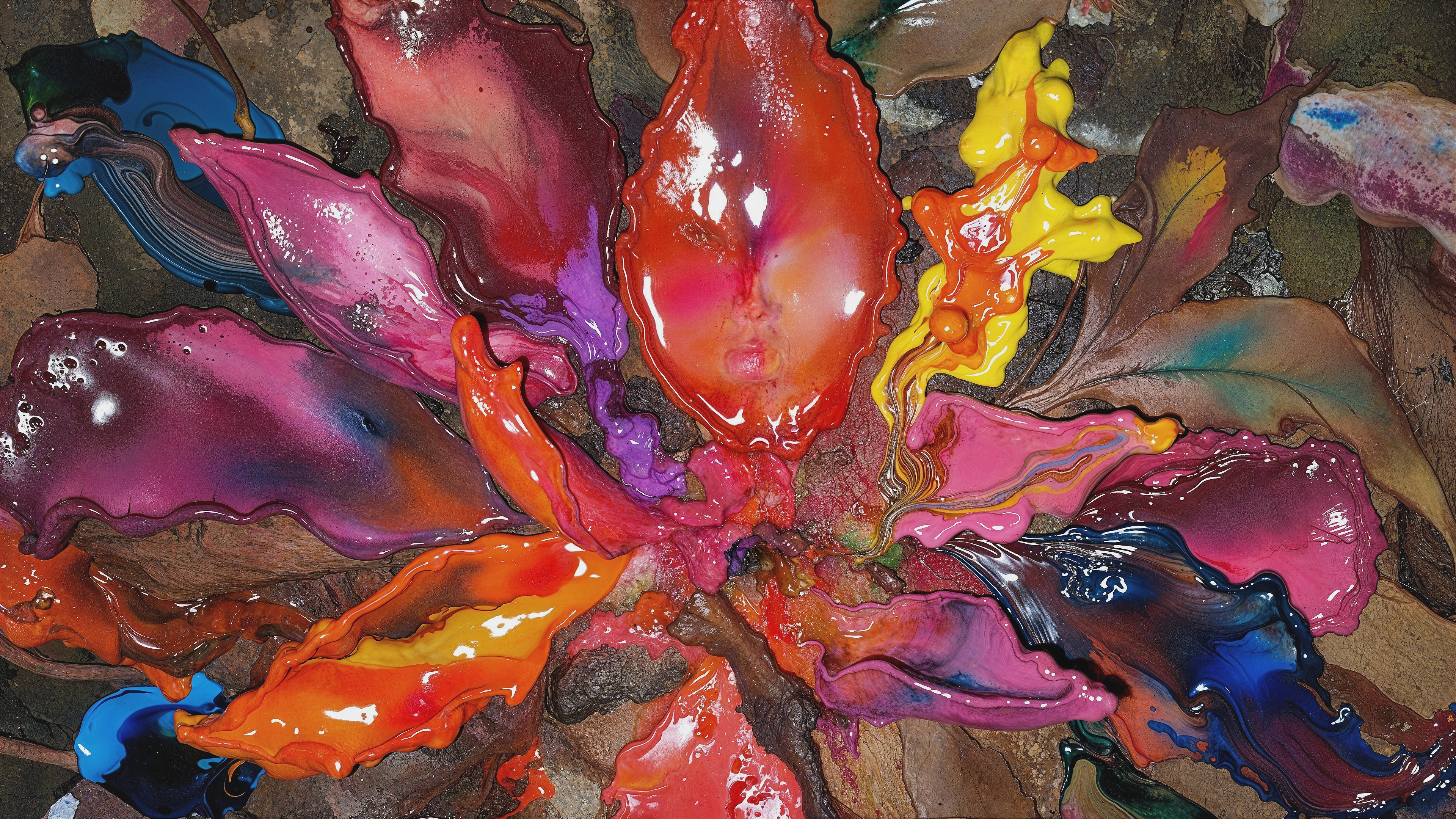 Macro Shot of Melted Wax Flower with Serene Face