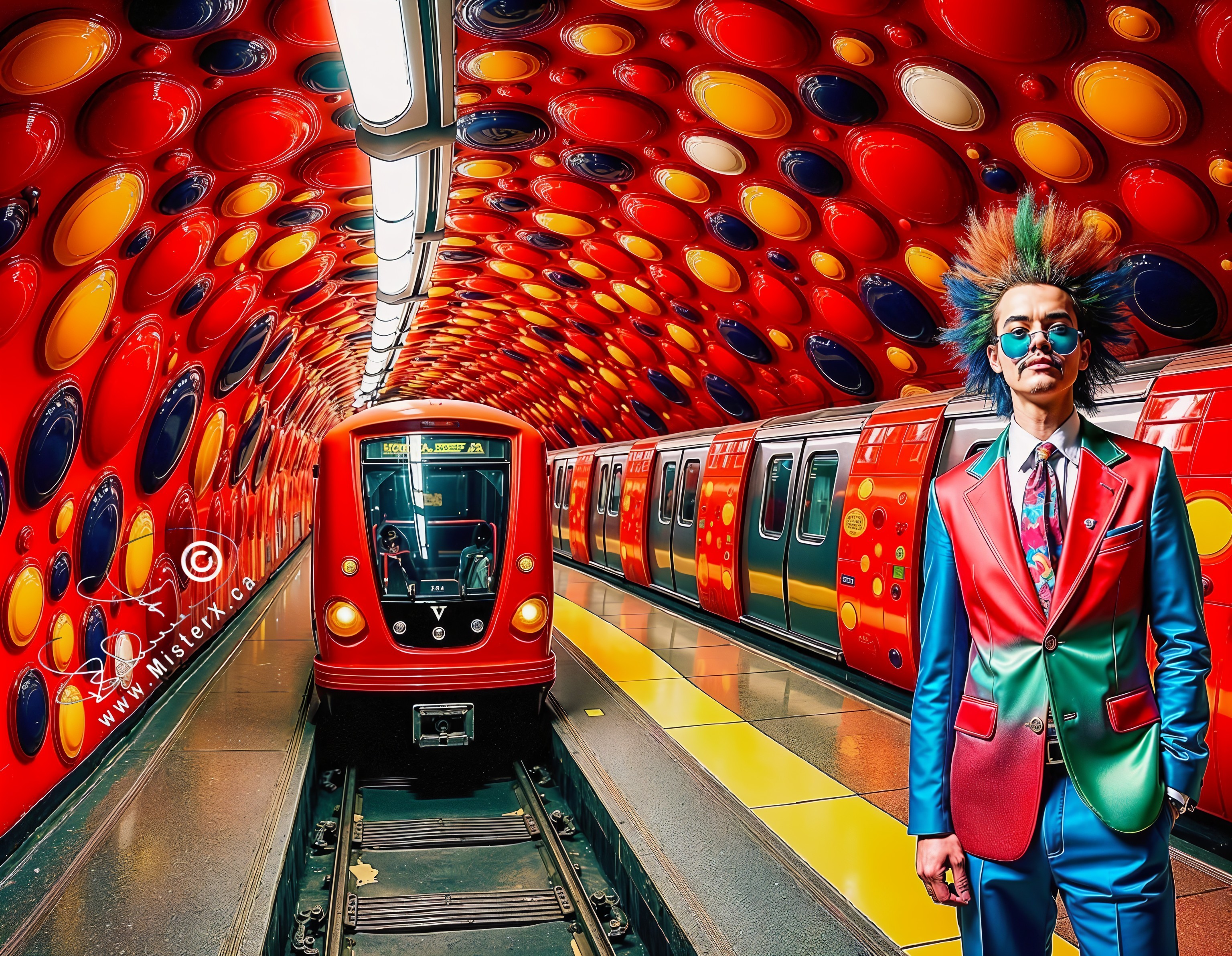Vibrant Subway Station with Colorful Design Elements