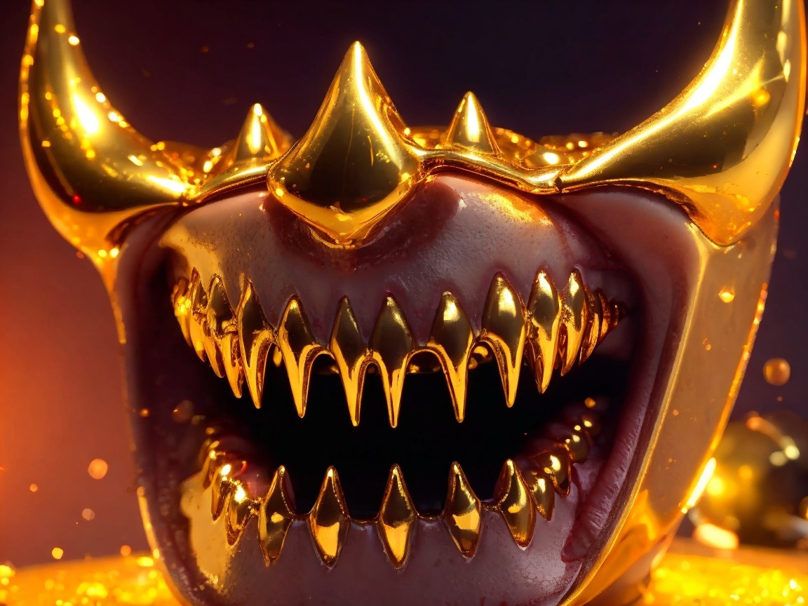 Golden Mask with Sharp Features and Horns