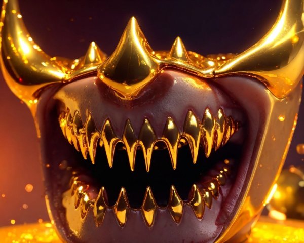 Golden Mask with Sharp Features and Horns