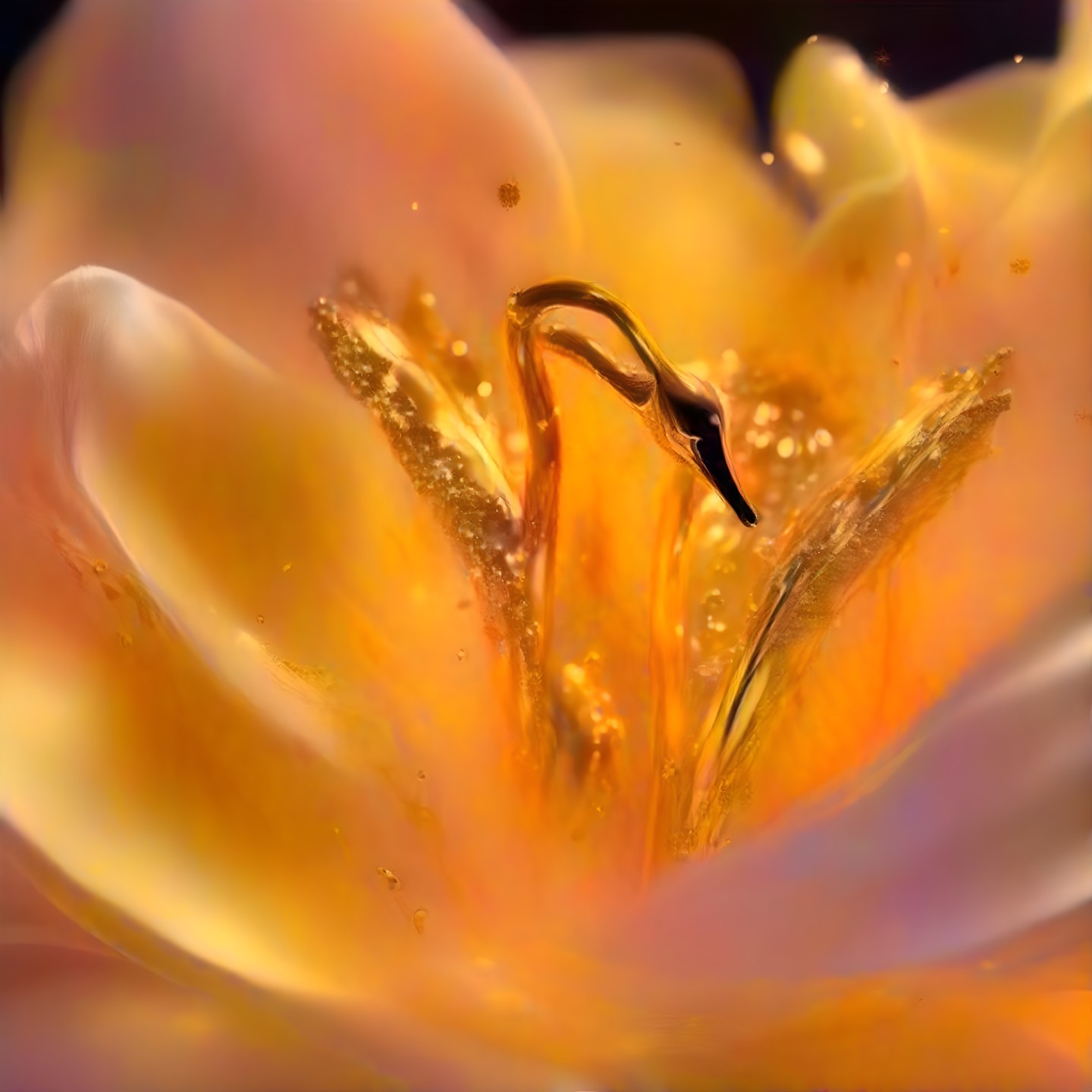 Close-Up of a Delicate Orange Flower with Pastel Petals