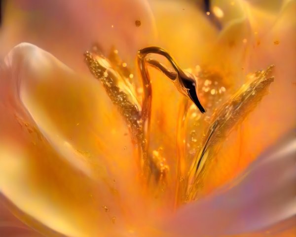 Close-Up of a Delicate Orange Flower with Pastel Petals
