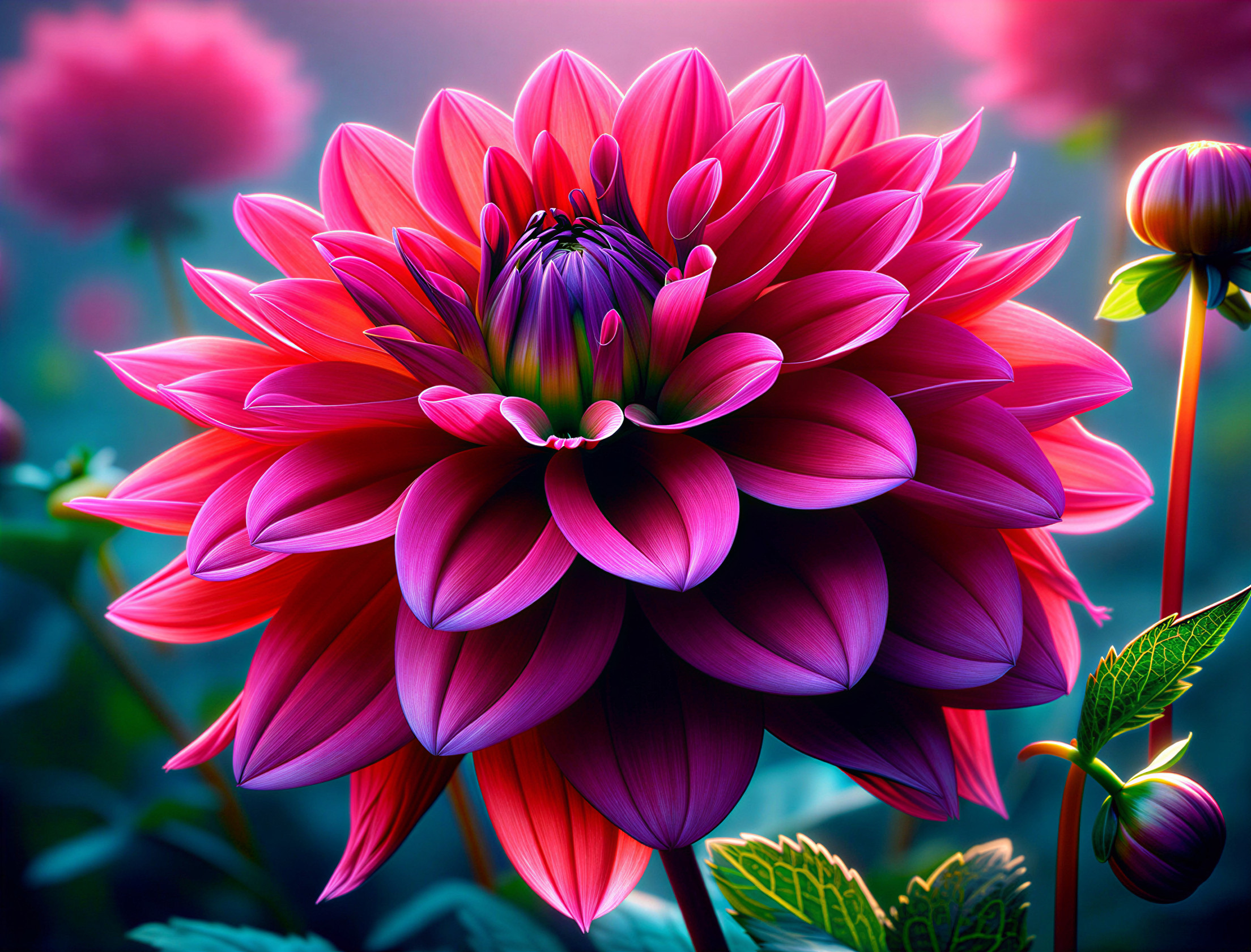 Vibrant Flower with Fuchsia and Pink Petals