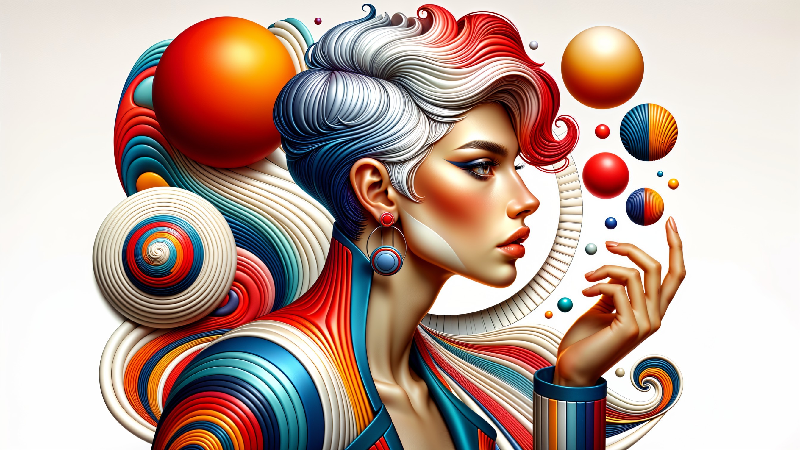 Vibrant Portrait of Woman with Colorful Accessories