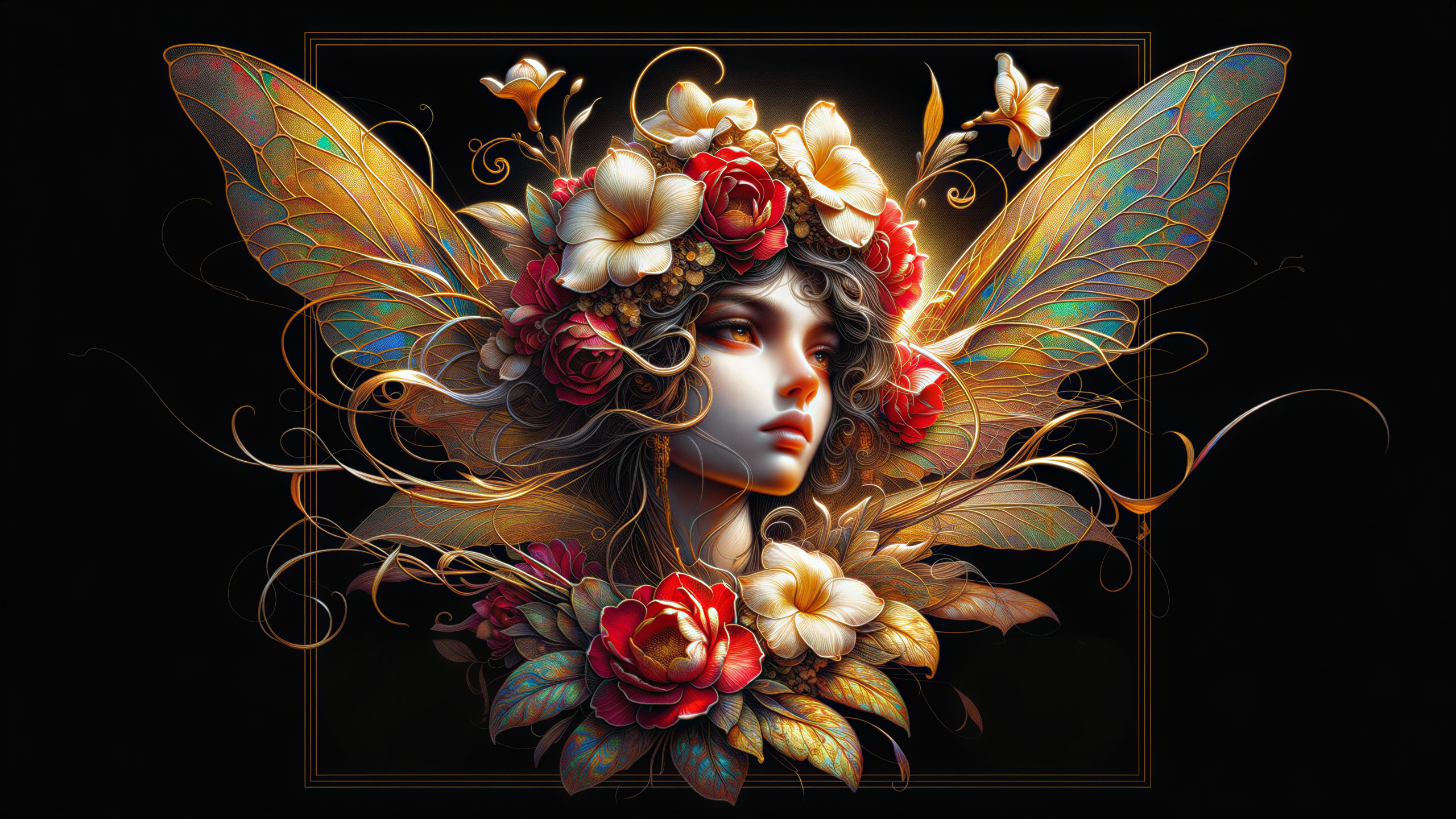 Fantastical Portrait of a Woman with Butterfly Wings