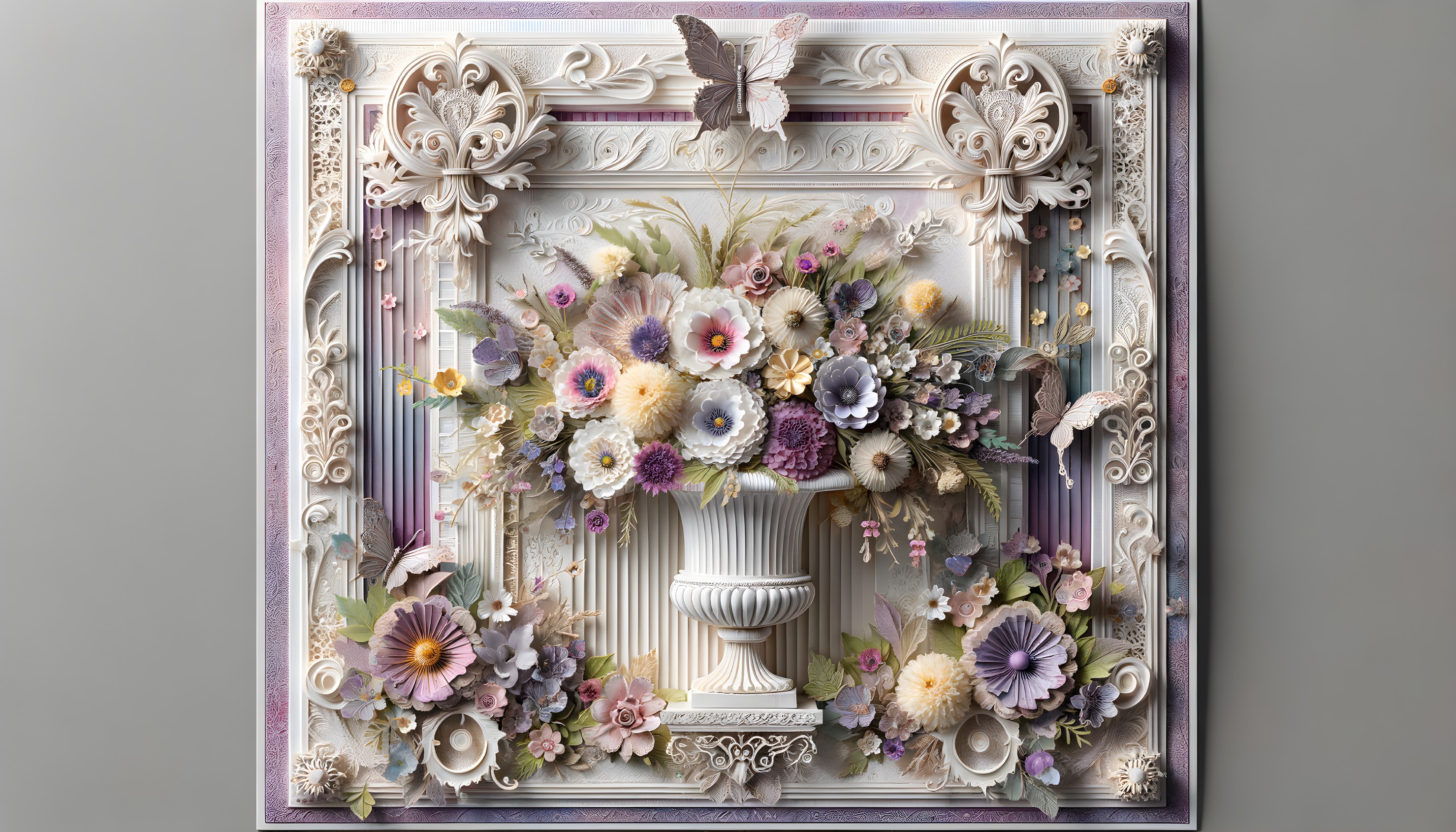 Intricately Designed Floral Arrangement in White Vase