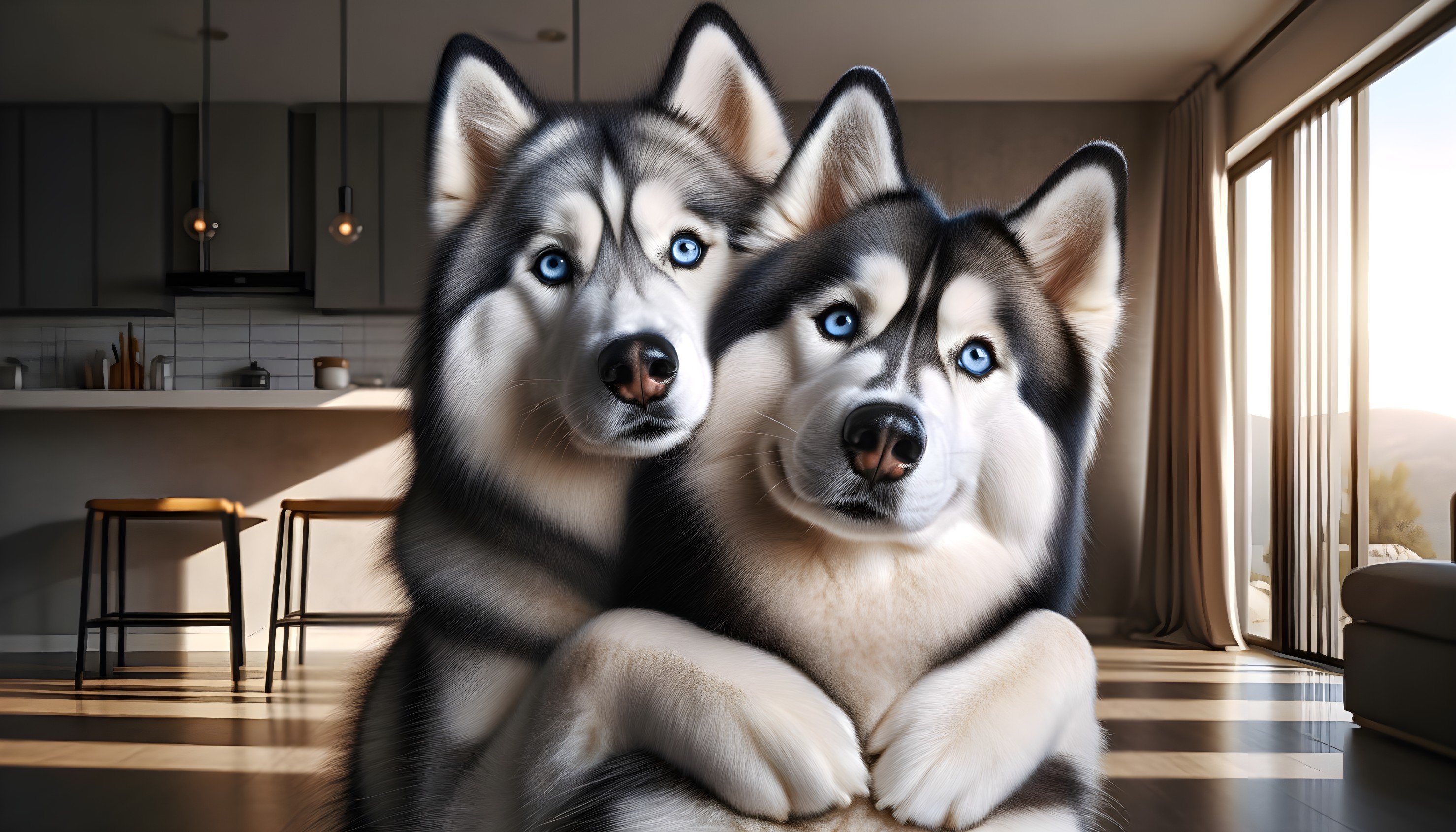 Blue-eyed Huskies: Kitchen Cuddles