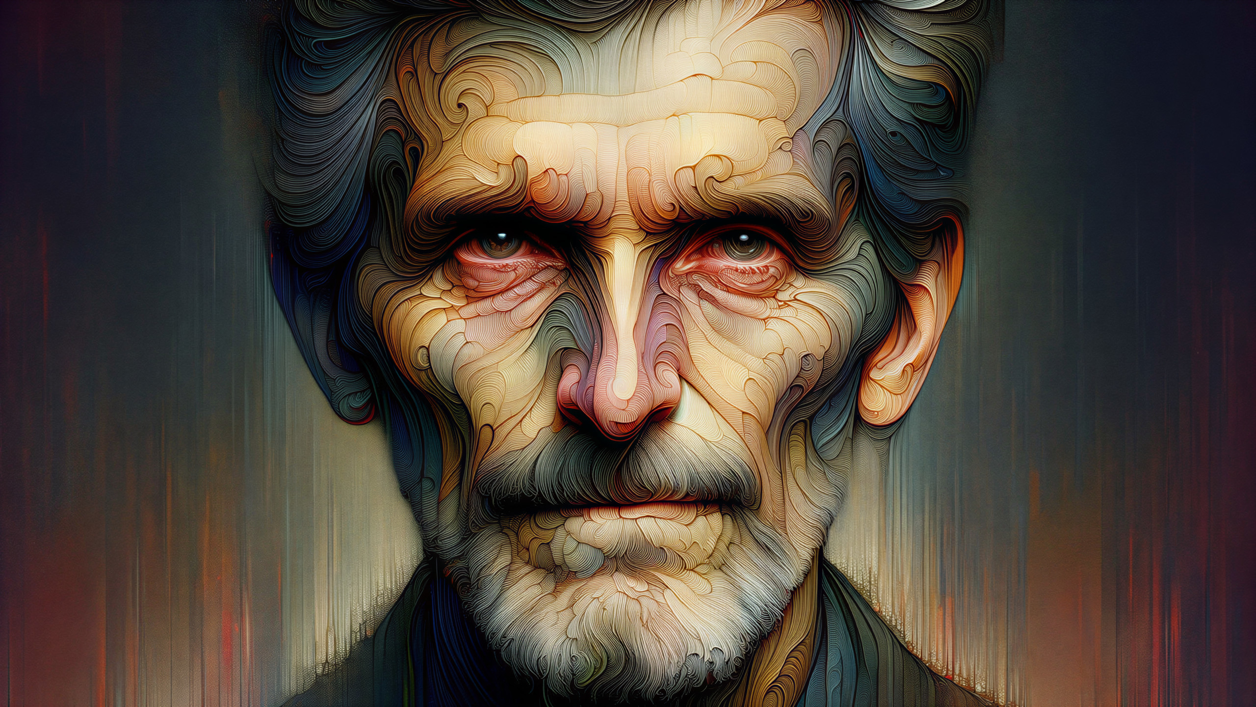 Abstract Portrait of an Older Man with Intricate Details