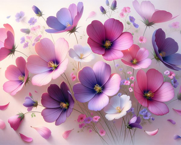 Vibrant Field of Soft Focus Flowers in Tranquil Colors